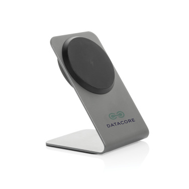 Logo trade promotional merchandise image of: Terra aluminium 15W magnetic wireless charging phone stand