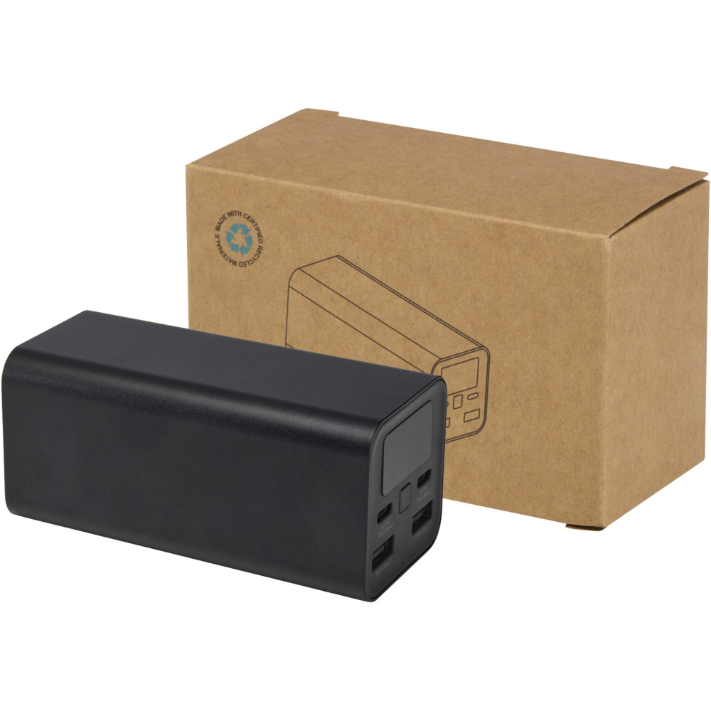 Logotrade promotional merchandise picture of: Acamar 20.000 mAh 70W recycled aluminium laptop power bank