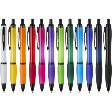 Logo trade business gifts image of: Nash recycled plastic ballpoint pen with black trims (black ink)