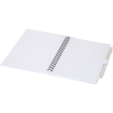 Logo trade advertising products picture of: Niove recycled plastic soft cover notebook and ballpoint pen set (blue ink)