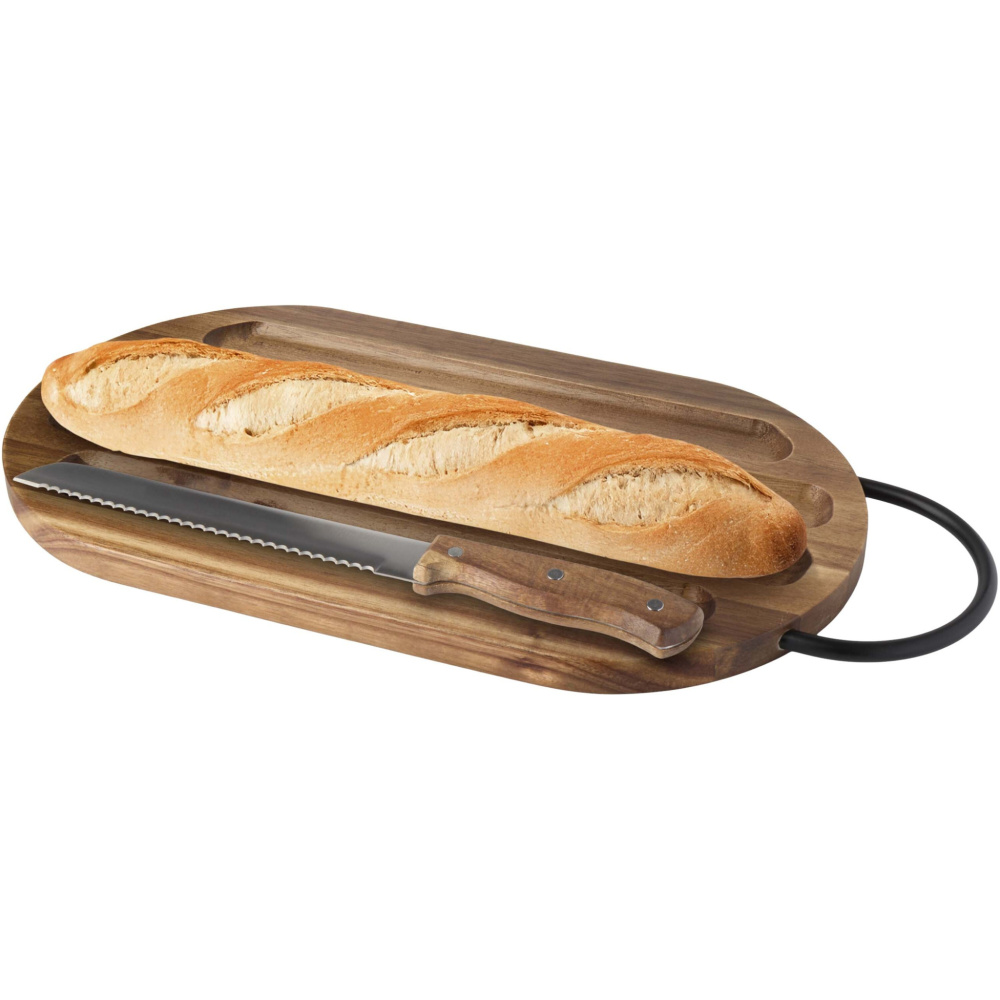 Logotrade promotional giveaways photo of: Prestige acacia wood chopping board with bread knife