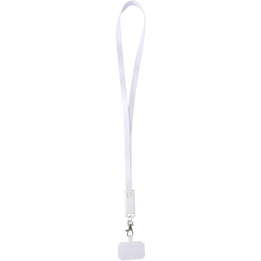 Logo trade corporate gifts picture of: Franz recycled plastic smartphone lanyard with built-in data sync and 65W fast charge 5-in-1 cable