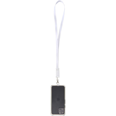 Logo trade promotional giveaways picture of: Franz recycled plastic smartphone lanyard with built-in data sync and 65W fast charge 5-in-1 cable