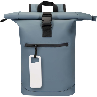 Logotrade promotional item image of: Alkes 5000 mAh 12W recycled plastic water resistant power bank with carabiner