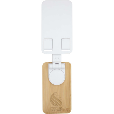Logotrade corporate gift picture of: Alfirk recycled plastic foldeable desk phone stand with bamboo details