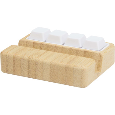 Logo trade corporate gifts image of: Algol recycled plastic phone stand and fidget toy with bamboo details