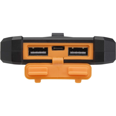 Logotrade advertising product picture of: Altair 5000 mAh 10W recycled plastic rugged solar power bank with built-in torch