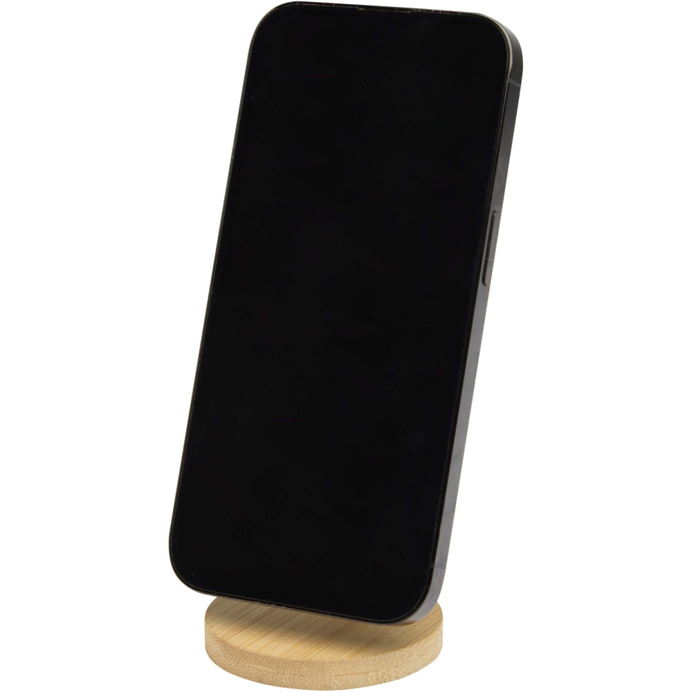 Logotrade promotional item image of: Alcor recycled plastic foldeable magnetic phone stand with bamboo details