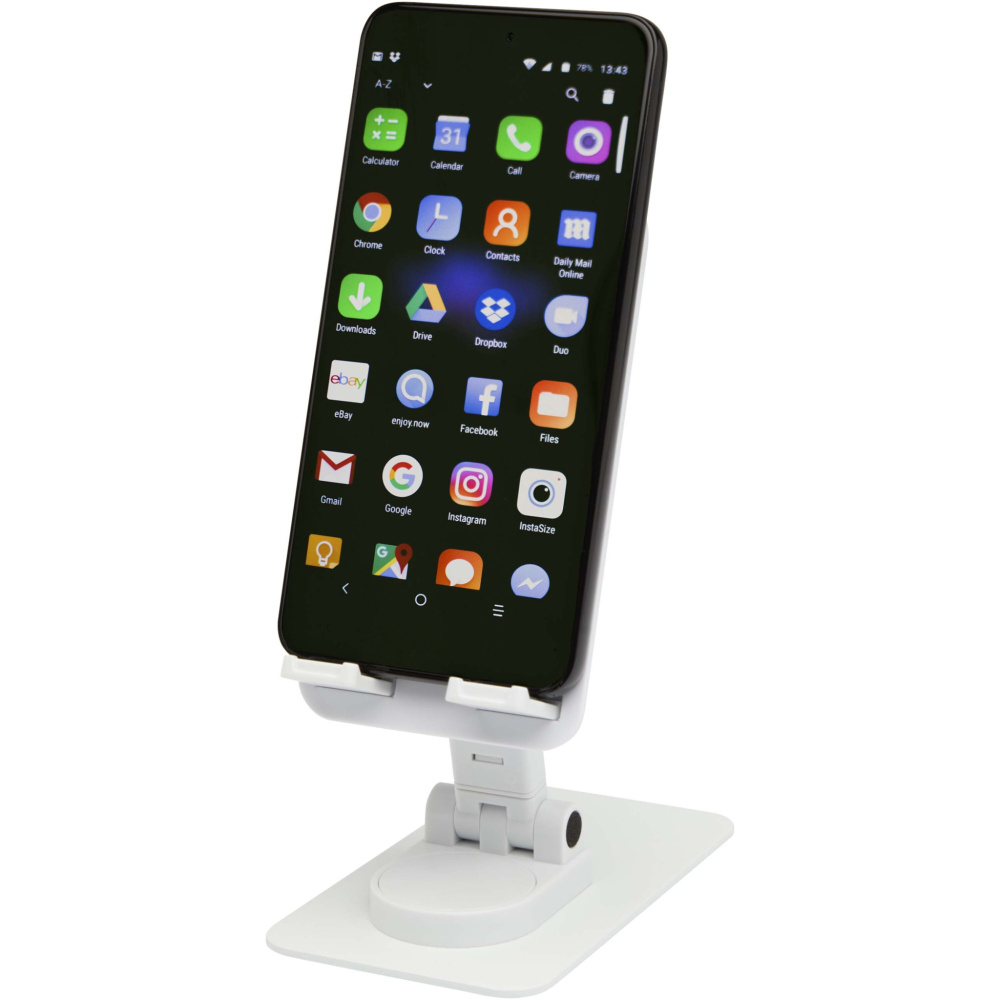 Logotrade promotional products photo of: Alhena recycled plastic foldeable phone holder with metal desk stand