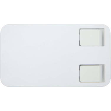 Logo trade promotional gift photo of: Alhena recycled plastic foldeable phone holder with metal desk stand