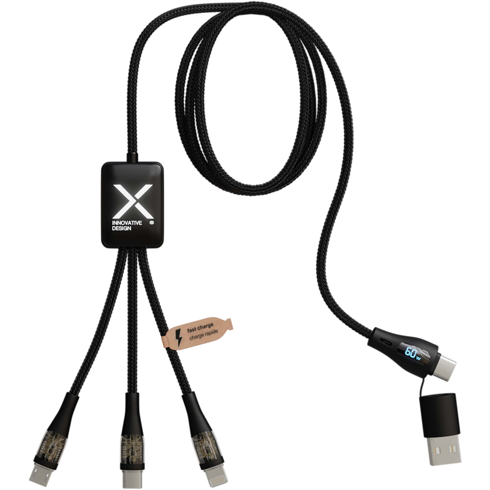 Logotrade promotional giveaways photo of: SCX.design C51 60W 5-in-1 rPET fast charging cable with display