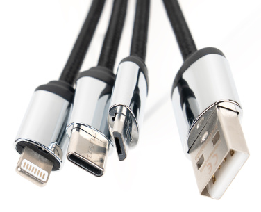 Logotrade corporate gifts photo of: 4-in-1 cable with elighted logo in a wooden casing