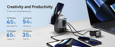 Logo trade corporate gift photo of: Urban Vitamin Sacramento 105W GAN charger+retractable cables