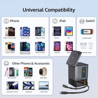 Logo trade promotional giveaways image of: Urban Vitamin Sacramento 105W GAN charger+retractable cables