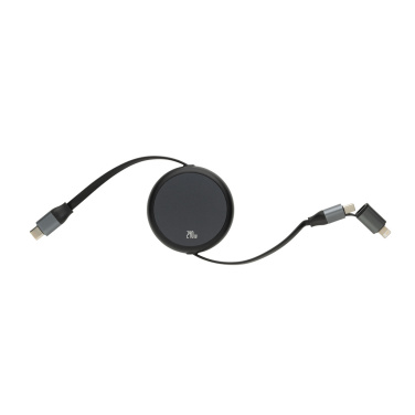 Logotrade promotional item picture of: Terra RCS recycled aluminium retractable 240W 2-in-1 cable