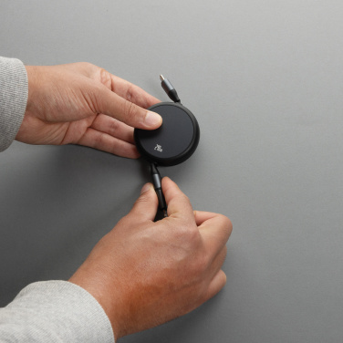 Logo trade promotional item photo of: Terra RCS recycled aluminium retractable 240W 2-in-1 cable