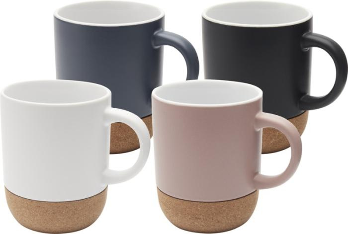 Logo trade advertising product photo of: Billie 300 ml ceramic mug with cork details and matt finish