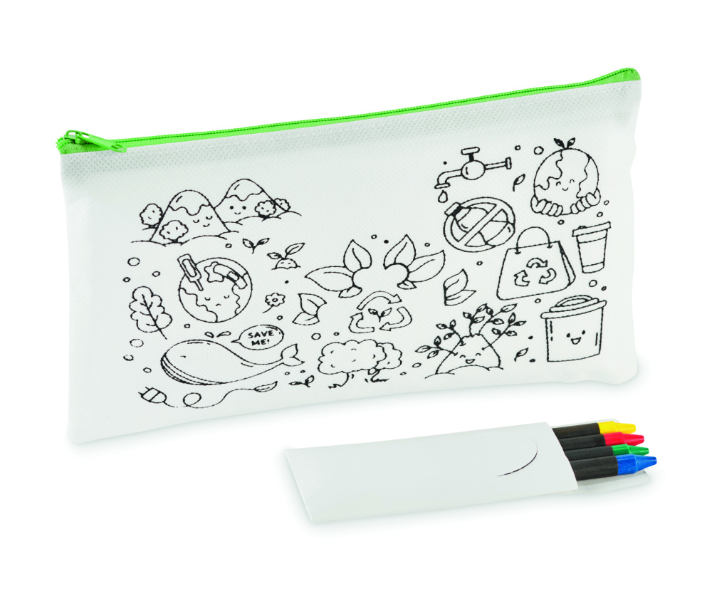 Logo trade business gift photo of: Pencil case with 4 crayons