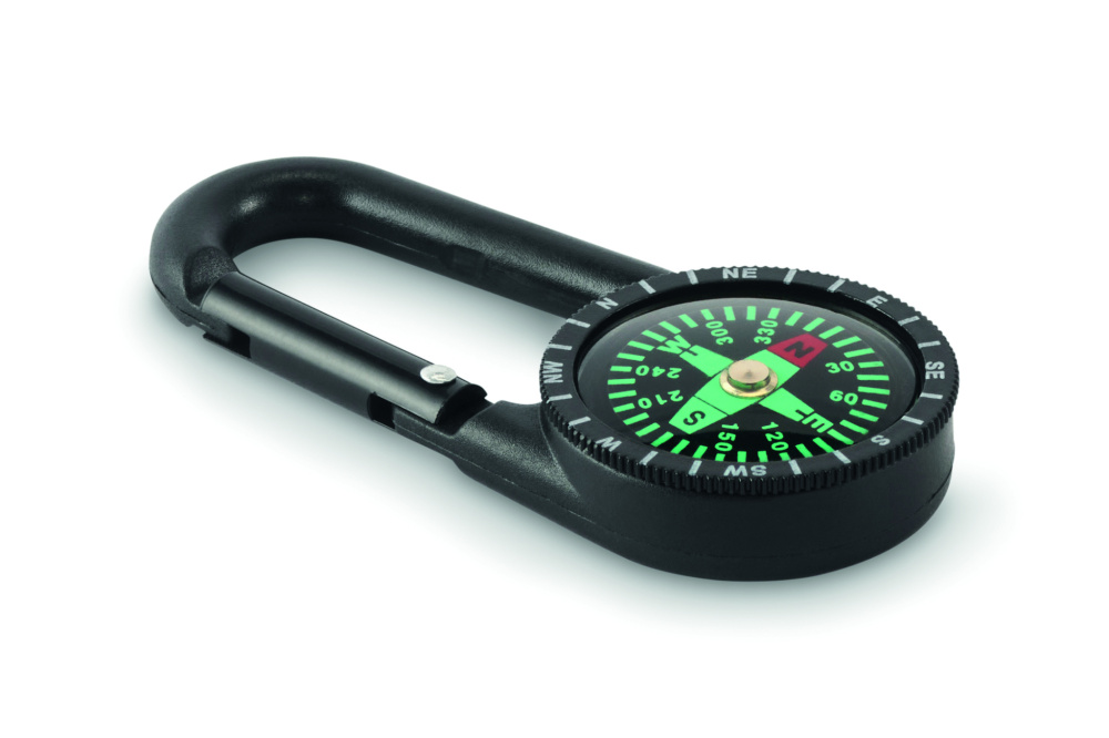 Logo trade business gifts image of: Outdoor compass with carabiner