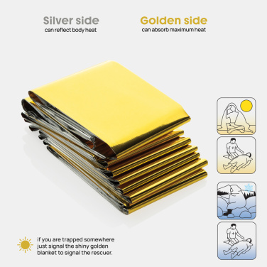 Logotrade business gifts photo of: Solra emergency blanket in RCS recycled RPET pouch