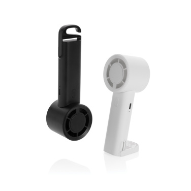 Logo trade promotional products image of: Twist RCS recycled plastic re-chargeable portable fan