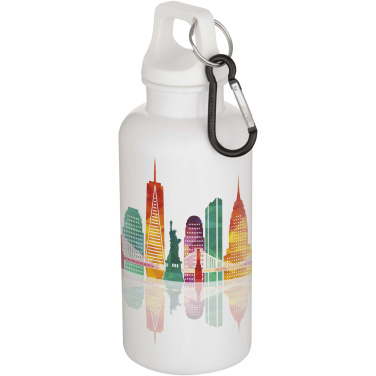 Logotrade promotional items photo of: Oregon 400 ml solid colour RCS recycled plastic water bottle with carabiner