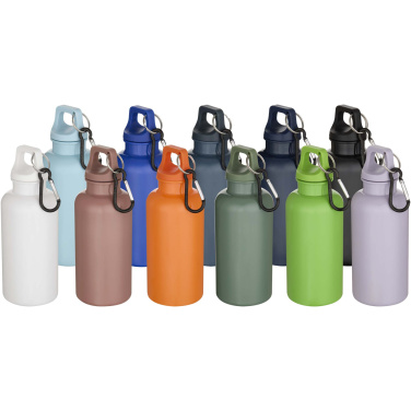 Logotrade advertising product picture of: Oregon 400 ml solid colour RCS recycled plastic water bottle with carabiner