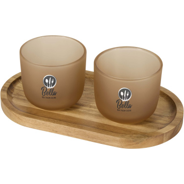 Logotrade promotional products photo of: Male wooden serving tray and glass cups set