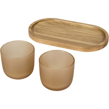 Logo trade promotional products image of: Male wooden serving tray and glass cups set