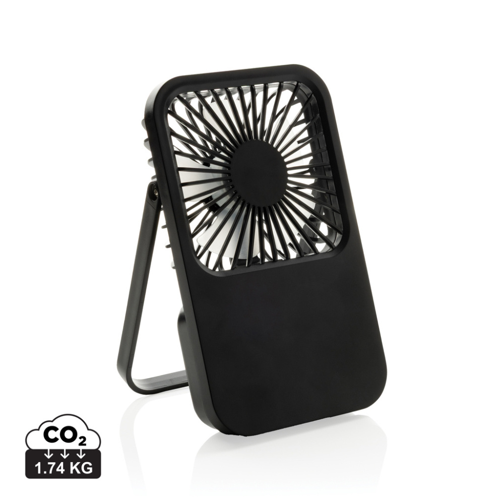 Logo trade promotional products image of: Aervina RCS recycled plastic re-chargeable desk fan