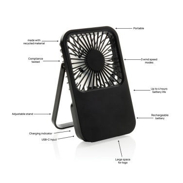 Logotrade promotional item picture of: Aervina RCS recycled plastic re-chargeable desk fan