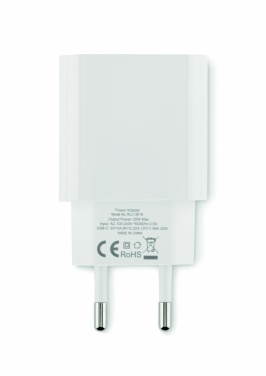 Logotrade reklaamtooted pilt: 20W 2-pordiline USB-laadija EU pistik