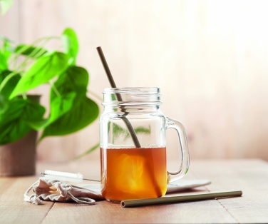 Logo trade firmakingid foto: Bambusest joogikõrs koos puhastuspintsliga kotis