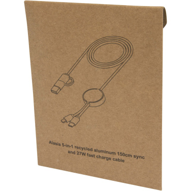 Logotrade reklaamtoote foto: Punane Alasia 5-in-1 taaskasutatud alumiiniumist ja plastikust 150 cm kiirlaadimiskaabel