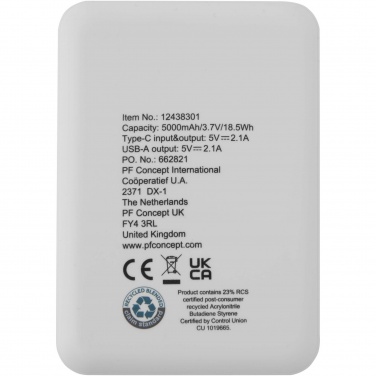 Logotrade mainoslahja tuotekuva: Asama 5 000 mAh:n Type-C-varavirtalähde kierrätetystä muovista