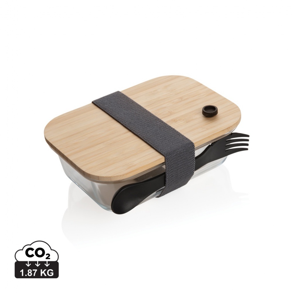 Logotrade liikelahjat kuva: Lasinen lounasrasia bambukannella