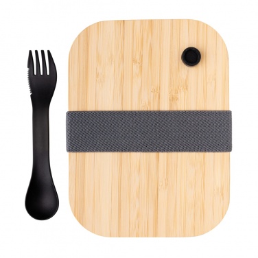 Logo trade liikelahja mainoslahja tuotekuva: Lasinen lounasrasia bambukannella