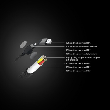 Logotrade mainoslahjat kuva: Oakland RCS 1.2m 6-in-1 nopean latauksen 45W kaapeli