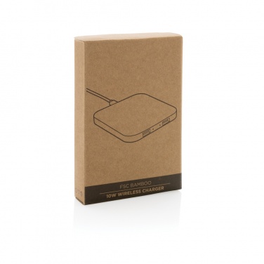 Logo trade mainostuote kuva: 10W bambuinen langaton laturi USB:llä
