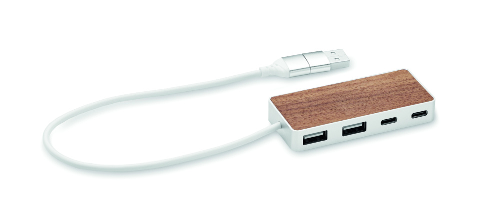 Logotrade mainoslahja tuotekuva: USB-keskitin 4 porttia 27,5 cm