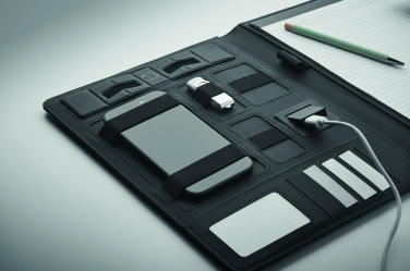 Logo trade mainostuotet tuotekuva: A4-kansio ja langaton laturi