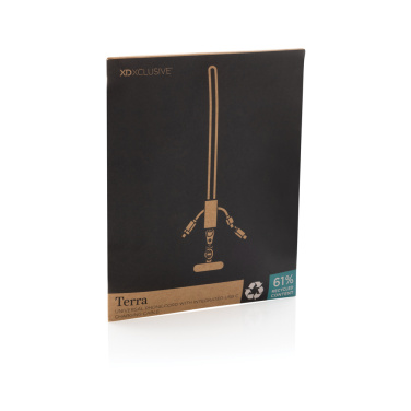 Logo trade mainoslahja kuva: Terra RCS rPET -puhelinjohto, jossa on kaksoislatauskaapeli