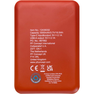 Logo trade mainoslahja ja liikelahja tuotekuva: Asama 5 000 mAh:n Type-C-varavirtalähde kierrätetystä muovista