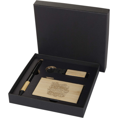 Logotrade dāvanas foto: Minka RCS pārstrādāta alumīnija lodīšu pildspalvas, atslēgu piekariņa un RFID karšu turētāja dāvanu komplekts