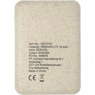 Лого трейд pекламные cувениры фото: Портативное зарядное устройство Asama из пшеничной соломы (5000 мАч)