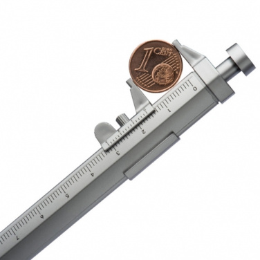 Логотрейд pекламные продукты картинка: Пластиковая шариковая ручка с выдвижным штангенциркулем PRESCOT