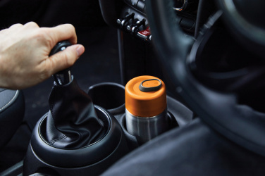 Лого трейд бизнес-подарки фото: Черный + Blum изолированный герметичный дорожный стакан из нержавеющей стали