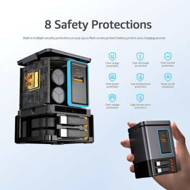 Логотрейд pекламные cувениры картинка: Зарядное устройство Urban Vitamin Sacramento 105 Вт GAN + втягивающиеся кабели