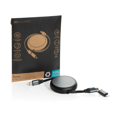 Логотрейд pекламные продукты картинка: Втягивающийся кабель Terra RCS 2-в-1 из переработанного алюминия мощностью 240 Вт