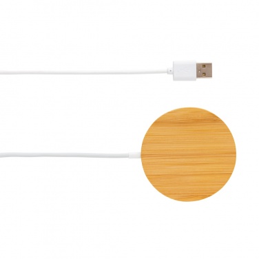 Logotrade kampanjprodukter bild: 10W bambu magnetisk trådlös laddare